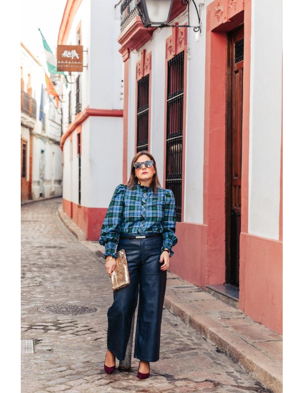 Pantalón polipiel azul mujer - Dímelo Hilando