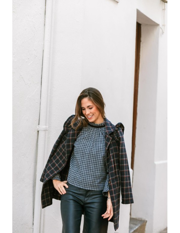 Blusa cuadros mujer azul - Dímelo Hilando